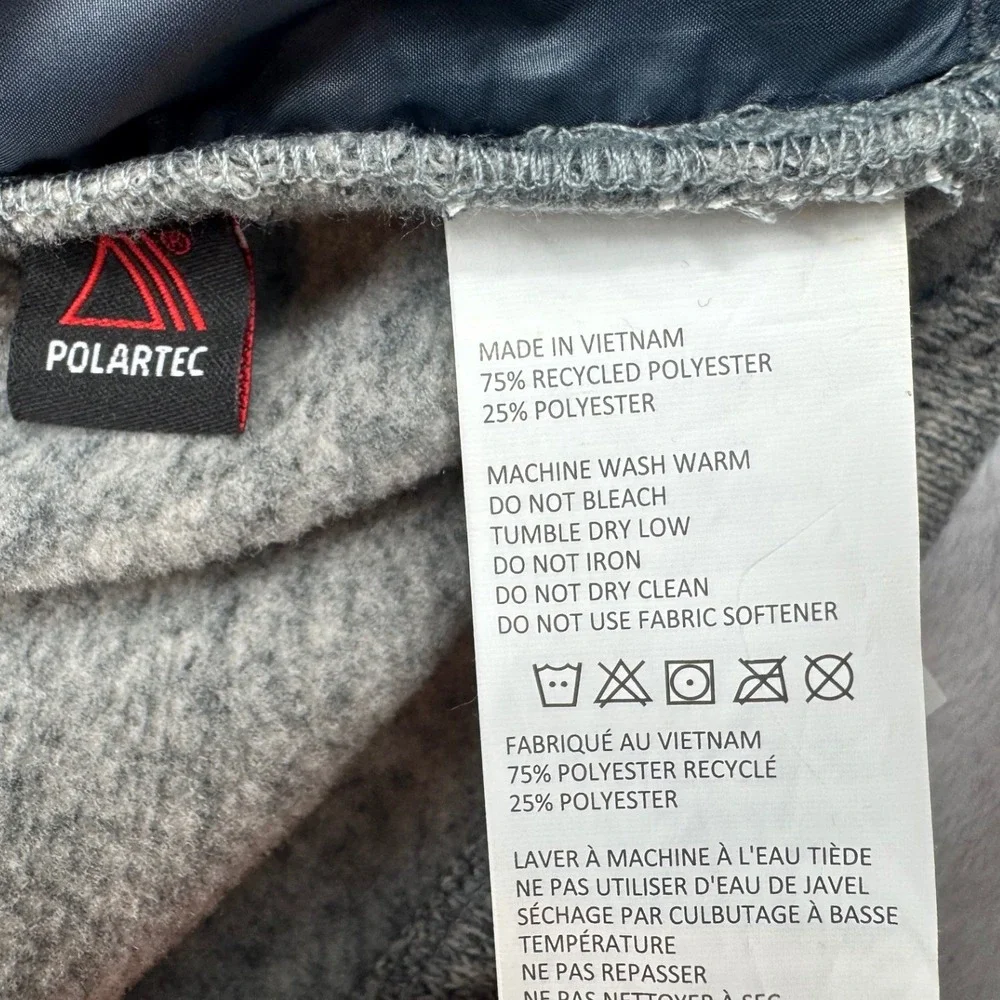 Prana Polartec Fleece Pullover Men Large Grey Heathered Button Mock Neck Sweater
